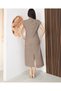 Half-Necklace Short Sleeve Midi Dress - 4