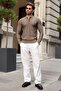 Light Brown Polo Collar Slim Fit Men's Knitwear Sweater E7527 - 3