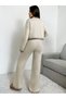 Women's 2-Piece Cardigan Pants Trend Oversize Knitwear Set (Stone Color) - 6