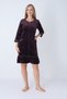 Women's Cotton Velvet Zipper Pocket Lace Long Sleeve Dress / Purple 3723 - 4