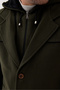 Bergamo Men's Khaki Hooded Thick Stand Collar Cashmere Coat with Zipper Regular Fit - 2