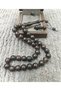 Natural Ebony Wood 10X10 mm Sphere Cut System Tassel Rosary