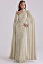 Exclusive Hijab Evening Dress with Bead and Pearl Patterned Cape Detail Taş 1114-Y