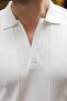 White Polo Collar Slim Fit Men's Knitwear Sweater E7527 - 5
