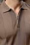 Light Brown Polo Collar Slim Fit Men's Knitwear Sweater E7527 - 4
