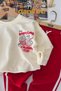 Churros Print Detailed Striped Boys' 2-Piece Tracksuit Set – Red - 4