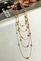 Gold Color Dorika Beaded Layered Multi Chain Necklace (35Cm-55Cm) - 2