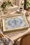 Çırağan Glass Printed Rectangular Serving Tray 48X29 cm Hologram Tray with Gold Handles - 3