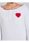 Burgundy Ribbed Heart Print Boat Neck Top and Solid Pants Pyjama Set - 4