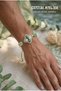 Green and White Fan Bracelet with Crystal Stones, Double-Sided Clover Bracelet, Macrame Handmade Unisex Adjustable Luck Bracelet - 3