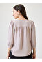 Grey 3/4 Sleeve V-Neck Blouse - 3