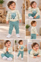 Baby Boy Broccoli Patterned 2-Piece Set – Crew Neck Sweatshirt and Jogger Sweatpants - 2