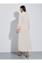 Cream Embroidered Long Sleeves Maxi Jalabiya - 5