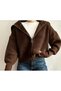 Women's Stretchy Knit Zip-Up Turn-Down Collar Soft Knitwear Cardigan Coffee