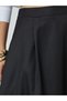 Black Solid Pleated A-Line Maxi Skirt with Pocket Details - 3