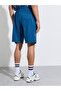 Navy Blue Solid Regular Fit Zip Pocket Active Shorts - 5