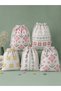 100% Cotton Fabric Panel Set 5 Different Patterns 30X60 cm – Cross-Stitch Embroidery Look Floral Pattern, Pink and Green Tones - 7