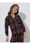 Girls Multi-Color Checked Shirt and Straight Leg Pants Pyjama Set - 3