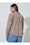 Brown Striped Mandarin Collar Long Sleeves Shirt - 4