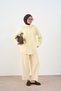 Women's Single Pocket Detail Trousers Elastic Waist Double Suit Set Yellow - 2