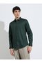 Dark Green Solid Long Sleeves Satin Slim Fit Shirt - 3