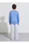 Teen Boys Blue Printed Long Sleeves T-Shirt and Side Striped Pants Pyjama Set - 4