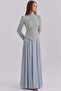 Exclusive Hijab Evening Dress with Bead and Stone Patterned Chiffon Combination Blue 1120-Y - 2