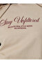 Beige Slogan Print Long Sleeves Regular Fit Hoodie - 5