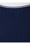 Navy Blue Contrast Trims A-Line Maxi Skirt - 3