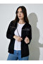Black Regular Fit Longline Hoodie with Piping Detail