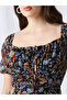 Multi Floral Midi A-Line Dress with Puff Sleeves - 4
