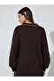 Brown Knit Top with White Trim - 4