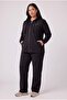Double Cotton Plus Size Tracksuit Set Black