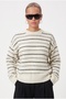 Women's New Josephin Striped Cream Knitwear Sweater - 2