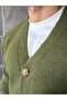 Buttoned Knitted V-Neck Cardigan m - Green - 2