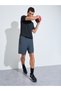 Men Charcoal Paneled Zipper Pocket Active Shorts - 2