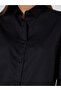Black Solid Longlined Long Sleeves Oversized Shirt - 4
