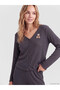 Two Mt Shop Quality Lcw Dream Gray Ribbed Embroidered Long Sleeve Women's Pajama Set - 2