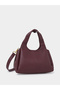Burgundy Buckle Strap Detail Shoulder Bag - 2
