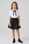 Girls' Black Bow Decorated Short Sleeve Shirt with Black Piping Black Bow Decorated Beaded Skirt April 23 October 29 Show Outfit - 3