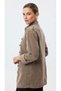 Gold Button Detailed Hakim Collar Velvet Military Jacket - 3