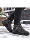 Men's Black Faux Leather Boots |   Winter Outdoor Boots |   Rubber Laced Side Zipper Casual Boots - 3