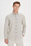 Men's Khaki Slim Fit Slim Fit Button Collar Cotton Oxford Shirt