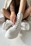 Armada White Leather (5 cm Sole) Zippered Lace-Up Thick Soled Women's Daily Boots