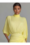 Yellow Maxi Dress with 3/4 Sleeves - Bodycon Ruched Design for Daytime - 6