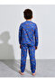 Boys Blue All Over Print Regular Fit T-Shirt and Cuffed Hem Pants Pyjama Set - 6