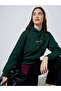 Dark Green Embroidered Slogan Regular Fit Hoodie