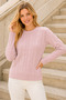 Women's Long Sleeve Round Neck Hair Braided Soft Trend Stylish Wonderful Casual Powder Knitwear Sweater - 7