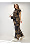 Tropical Print Wide-Leg Jumpsuit in Black