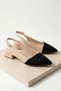 Lupa Beige Black Satin (3 cm) Pointed Toe Daily Use Heeled Ballerinas - 4